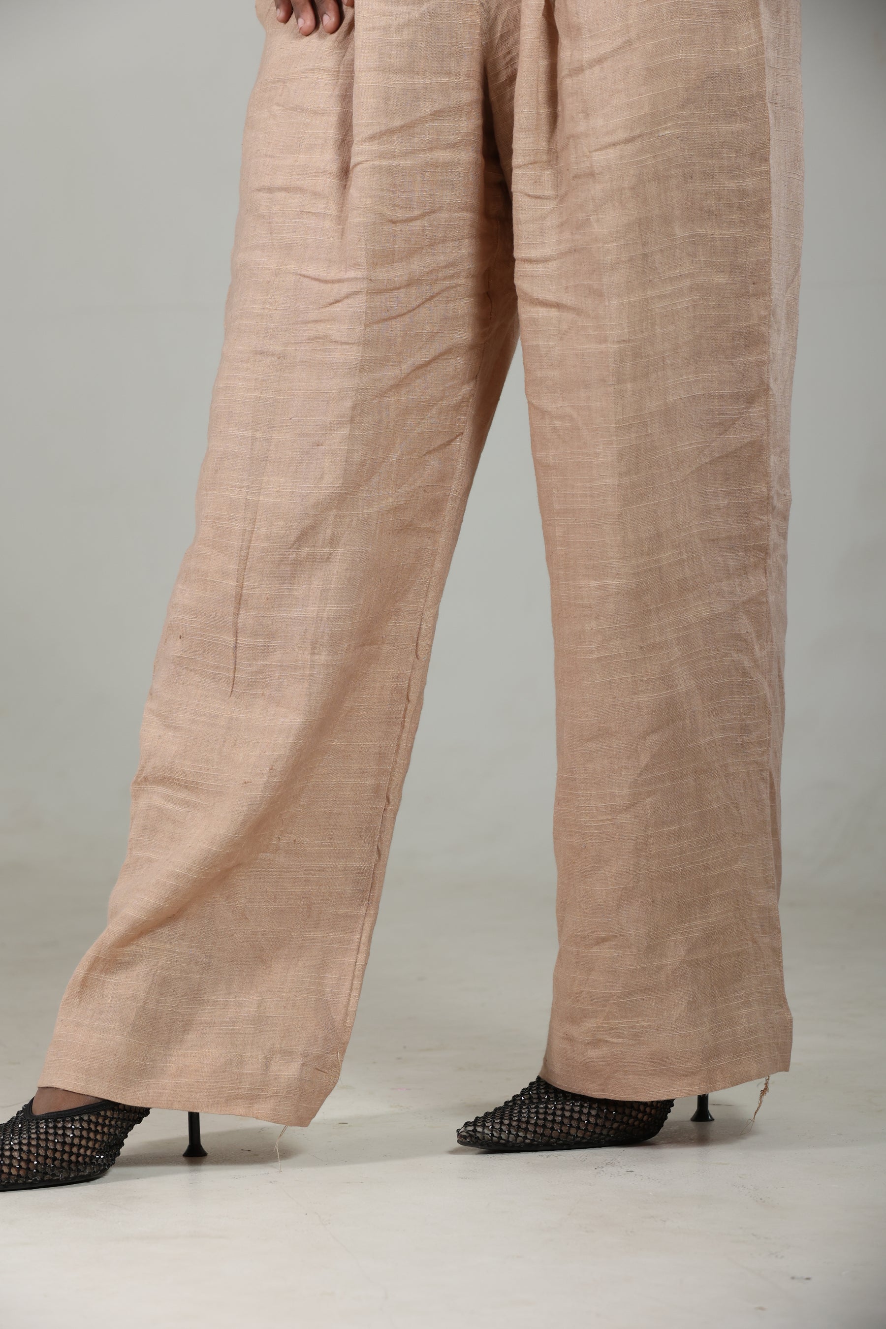 Champagne Textured Straight Pants