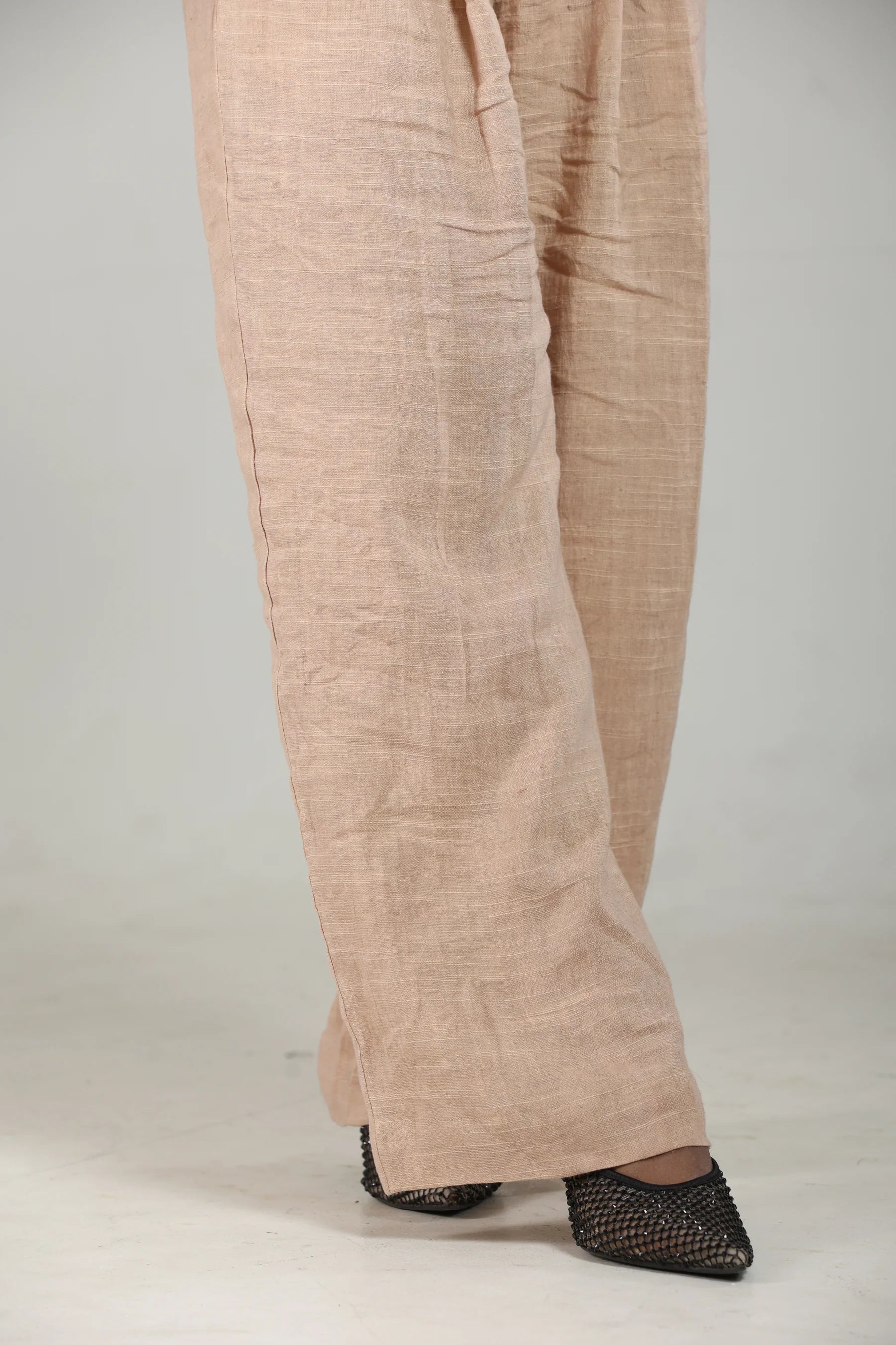 Champagne Textured Straight Pants